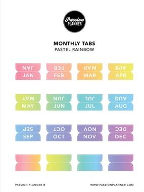 Passion Planner Monthly Tabs-Pastel Rainbow